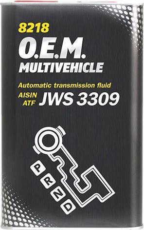 Трансмиссионное масло MANNOL MN8218-1ME 8218 ATF Multivehicle O.E.M. JWS 3309 1л METAL, фото 2