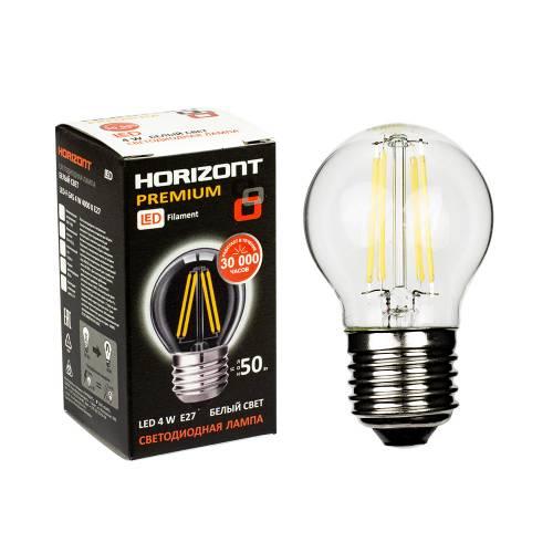 Лампа LED E27 4Вт шар G45 LED-F прозрачный филамент - фото 1 - id-p185442078