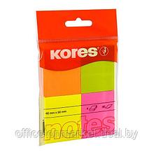 Бумага для записей на клейкой основе "Kores", 40x50 мм, 200 листов, ассорти неон
