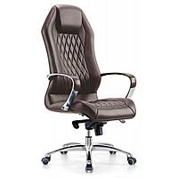 Кресло для руководителя "Бюрократ AURA", кожа, металл, коричневый