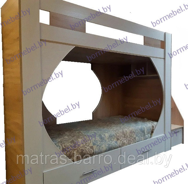 Двухъярусная кровать Крепыш 04 дуб сонома/белый - фото 4 - id-p185450231