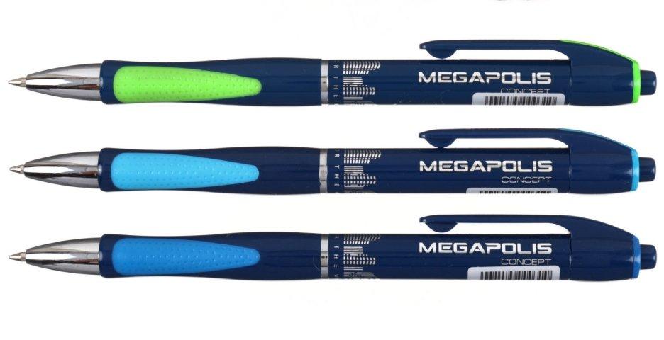 Ручка шариковая автоматическая Megapolis Concept корпус ассорти, стержень синий - фото 2 - id-p185441167