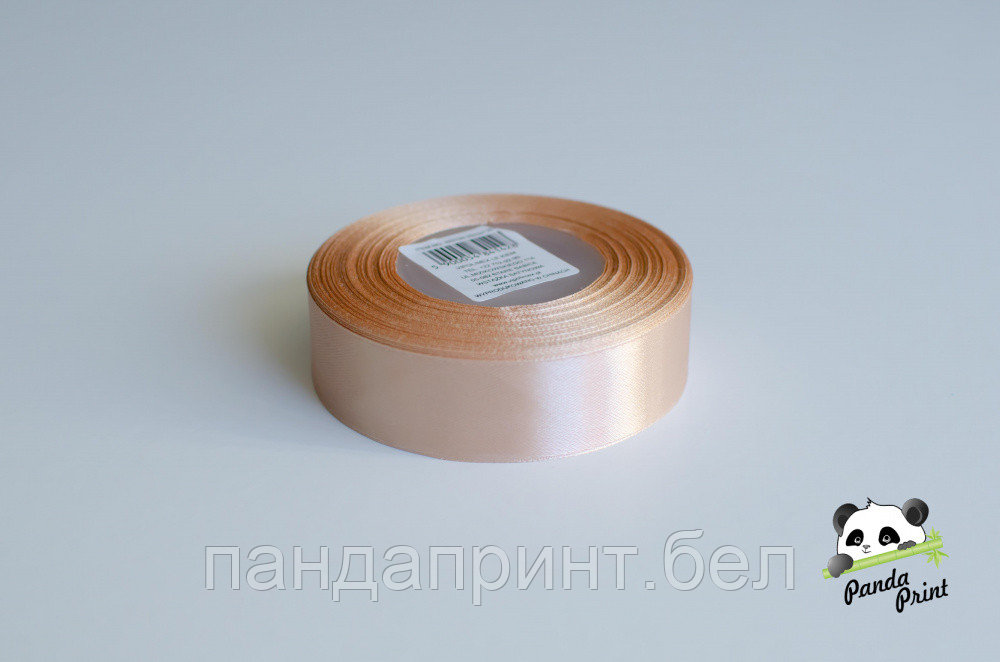 Лента атласная 2,5 см кофе с молоком 32 м