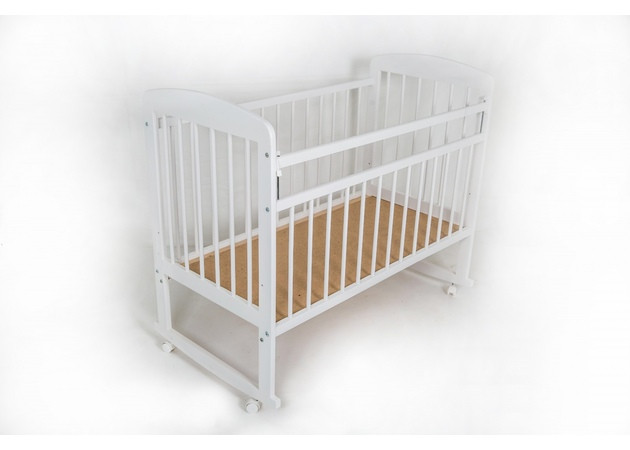 Кровать детская Мишутка №8 колесо-качалка 60x120 (белый) - фото 1 - id-p185468697