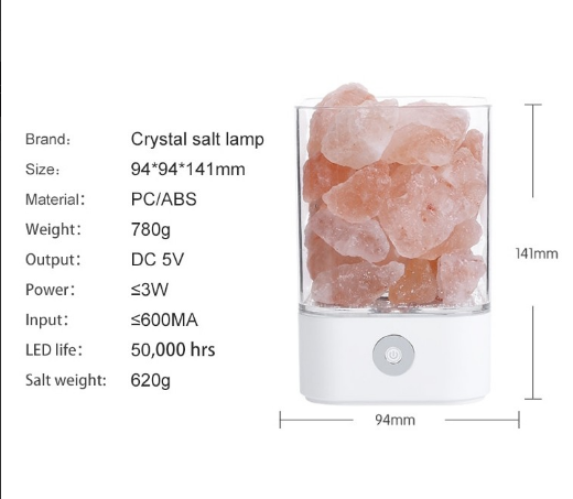 Соляной ионизирующий светильник-ночник «Crystal Salt Lamp» с розовой гималайской солью 0,7 кг - фото 5 - id-p185488778