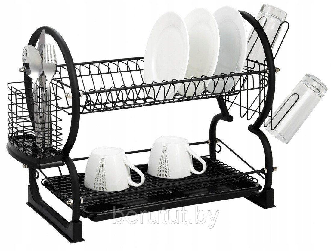 Сушка для посуды настольная чёрная KRISBERG KS-7506 - фото 3 - id-p185485594