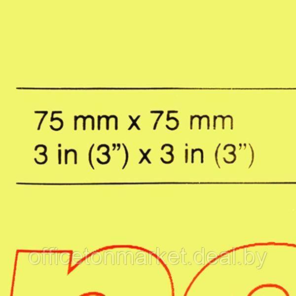 Бумага для записей на клейкой основе "Kores", 75x75 мм, 100 листов, желтый неон - фото 3 - id-p137118633