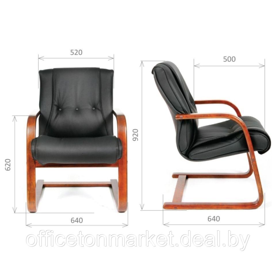 Кресло для посетителей "Chairman 653V", кожа, дерево, черный - фото 2 - id-p185428824