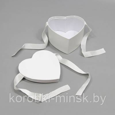 Подарочная коробка Сердце 11,4*11,4*6см с лентами Белый - фото 2 - id-p185527602
