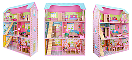 Домик для кукол Барби Dream House с мебелью, деревянный, высота 110 см, арт. B745