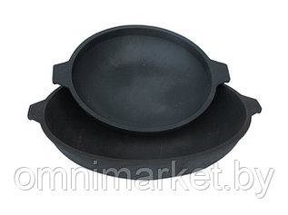Сковорода-жаровня чугунная ф 35х6,5 см, Легмаш ( используется как отдельно, так и как крышка для казана 10 л)