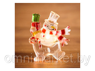 Снеговик с подарком" RGB на присоске ( Класс защиты 3, IP20, Тип питания: батарейки) (NEON-NIGHT)