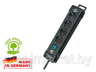 Удлинитель 1.8м (4 роз., 3.3кВт, с/з, выкл., ПВС) черный Brennenstuhl Premium-Line (провод 3х1,5мм2; сила тока