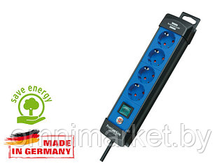 Удлинитель 1.8м (4 роз., 3.3кВт, с/з, выкл., ПВС) черный/синий Brennenstuhl Premium-Line (провод 3х1,5мм2;