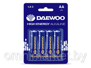 Батарейка AA LR6 1,5V alkaline BL-4шт DAEWOO HIGH ENERGY