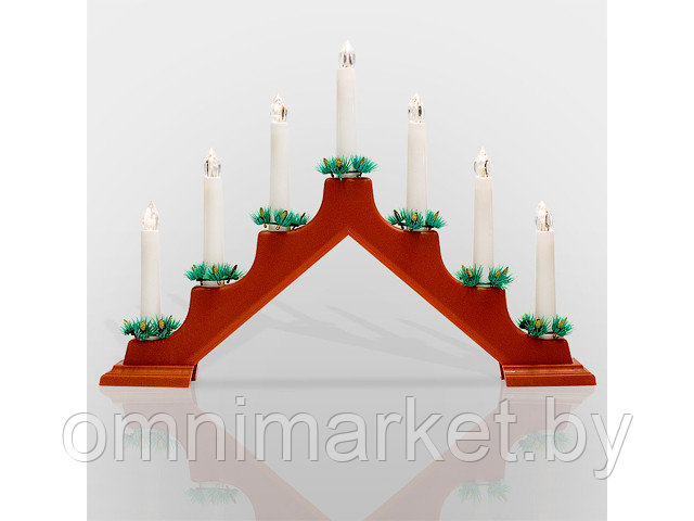 Новогодняя горка 7 свечек, цвет корпуса: Красный, цвет свечения: ТЕПЛЫЙ БЕЛЫЙ (Применяется для эксплуатации в - фото 1 - id-p185575072