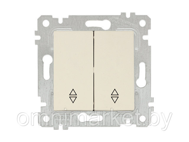 Выключатель проходной 2-клав. (скрытый, без рамки, пруж. зажим) кремовый, RITA, MUTLUSAN (10 A, 250 V, IP 20)