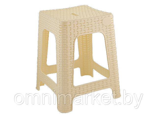 Табурет квадратный Rattan, сливочный, INGREEN (36,3х36,3х44,8 см)