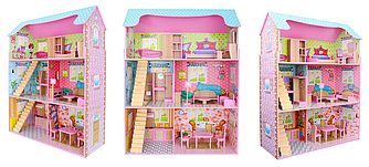 Домик для кукол Барби Dream House с мебелью, деревянный, высота 110 см, арт. B745