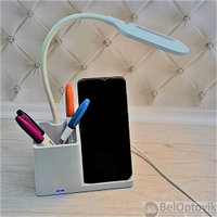 Гибкая настольная лампа - органайзер канцелярский Stark с функцией беспроводной зарядки для смартфона Белая