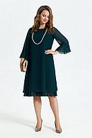 Женское осеннее зеленое нарядное большого размера платье TEZA 250 изумруд 44р.