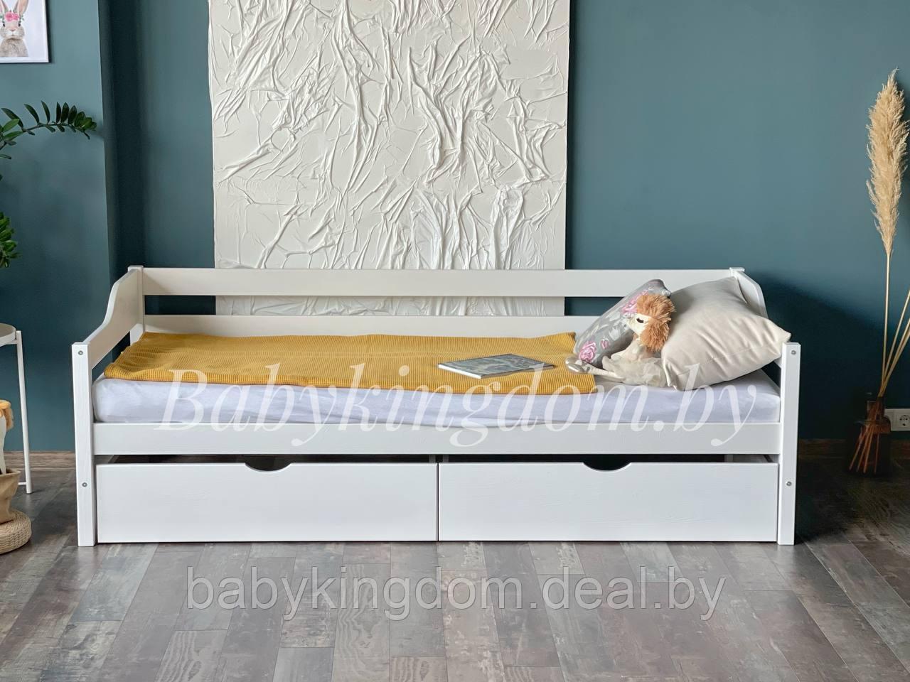 Односпальная кровать "Моана" из массива сосны с ящиками 90х200 - фото 1 - id-p185641927