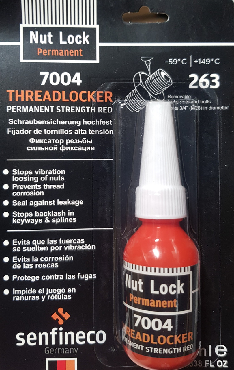 7004 SENFINECO ФИКСАТОР РЕЗЬБЫ СИЛЬНОЙ ФИКСАЦИИ (КРАСНЫЙ)10 МЛ THREADLOCKER PERMANENT STRENGTH RED