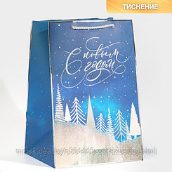 Пакет ламинированный «Зимний лес», 23 × 35 × 20 см