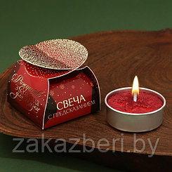 Свеча чайная «Рождество-время для сказки», без аромата, 4 х 4 х 1,5 см.