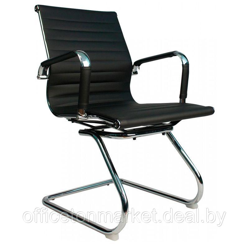 Кресло для посетителей EVERPROF "Leo CF", экокожа, металл, черный - фото 1 - id-p185428849