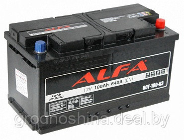 Аккумулятор 100ah Alfa 6СТ-100, 850a (- +), 353х175х190 мм. - фото 1 - id-p185698598