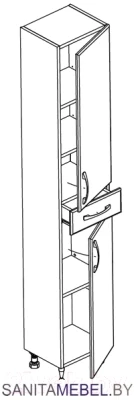 Шкаф-пенал для ванной СанитаМебель Камелия-54 Д2 - фото 2 - id-p185720540