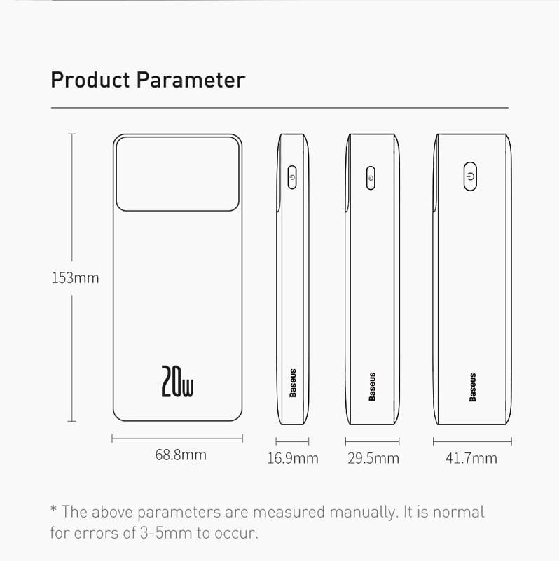 PowerBank Baseus PPDML-J01 20000mAh 15W Bipow Черный - фото 4 - id-p185579601