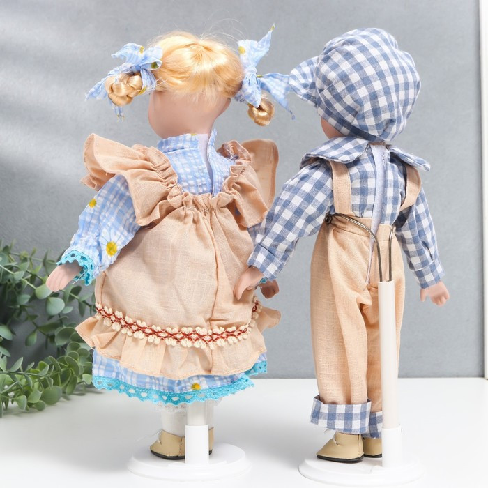 Кукла коллекционная парочка "Лиза и Коля, наряды в ромашку" набор 2 шт 30 см - фото 4 - id-p185825845