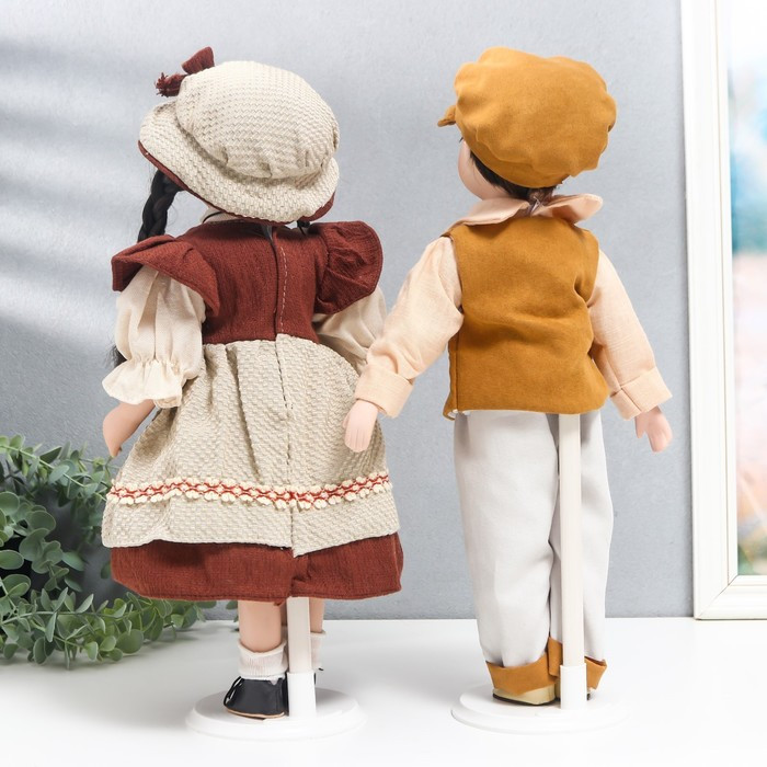 Кукла коллекционная парочка "Нина и Олег, терракотовые наряды" набор 2 шт 40 см - фото 4 - id-p185825849