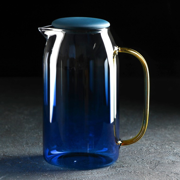Набор питьевой из стекла «Модерн», 3 предмета: кувшин 1,5 л, 2 кружки 300 мл, цвет синий - фото 2 - id-p185826597