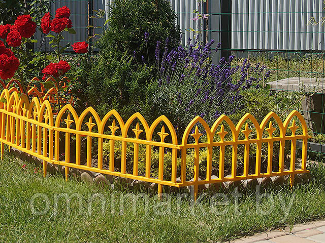 Забор декоративный "Кованый цветок", 3х0,3 м, желтый (5 секций в компл.) (PROTEX) - фото 1 - id-p185834076