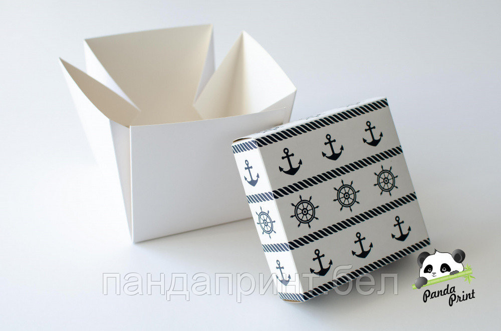 Коробка 120х120х120 Якорь на белом (белое дно)