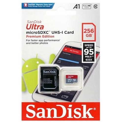 Карта памяти SanDisk MicroSDXC SDSQUAR-256G-GN6MA A1 UHS-I 100MB/s 256GB + SD адаптер - фото 3 - id-p185849651