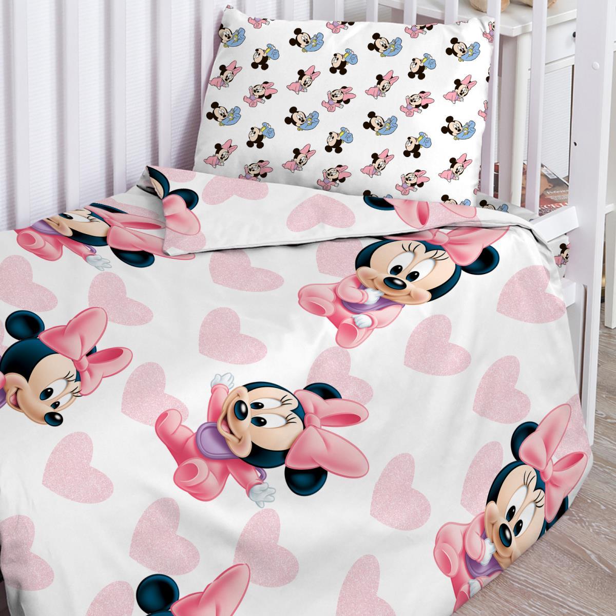 Постельный комплект в детскую кроватку "Disney Baby" Минни Маус (нав. 40х60) арт.16473-1/16474-1