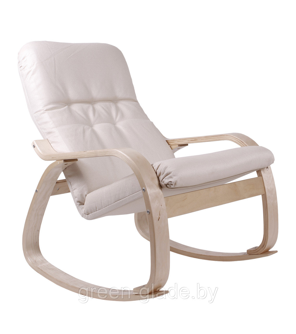 Кресло-качалка "Сайма", шпон каркаса - березовый, обивка-ткань Basic vanila. - фото 2 - id-p23162717