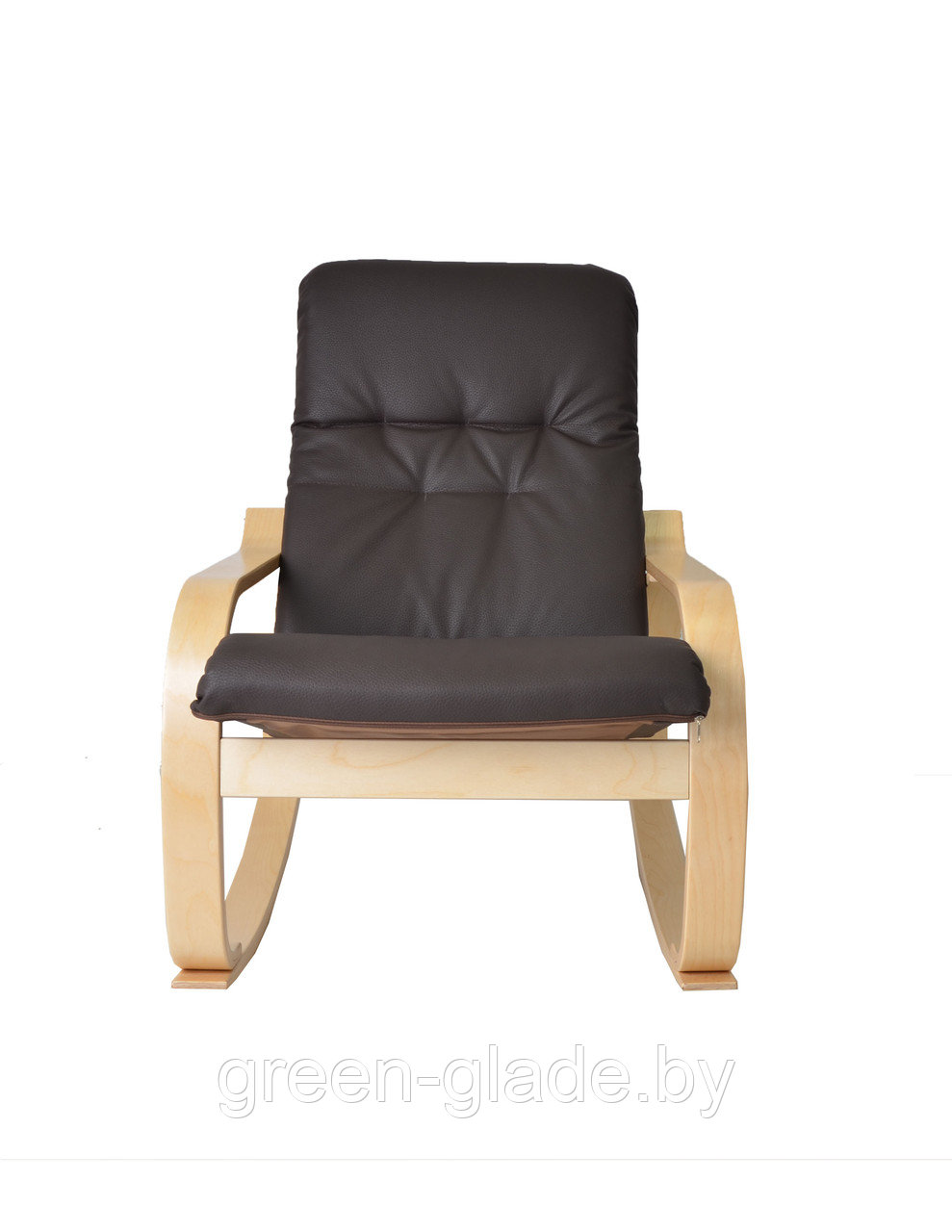 Кресло-качалка "Сайма", шпон каркаса - березовый, обивка-искусственная кожа Aurora 9 Marron (шоколад) - фото 3 - id-p23164157