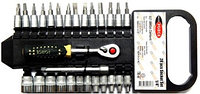 Набор головок и бит с трещоткой в пласт. держателе 27пр. 1/4" (4-13мм, 6-гран.) RockForce 027-5MSA