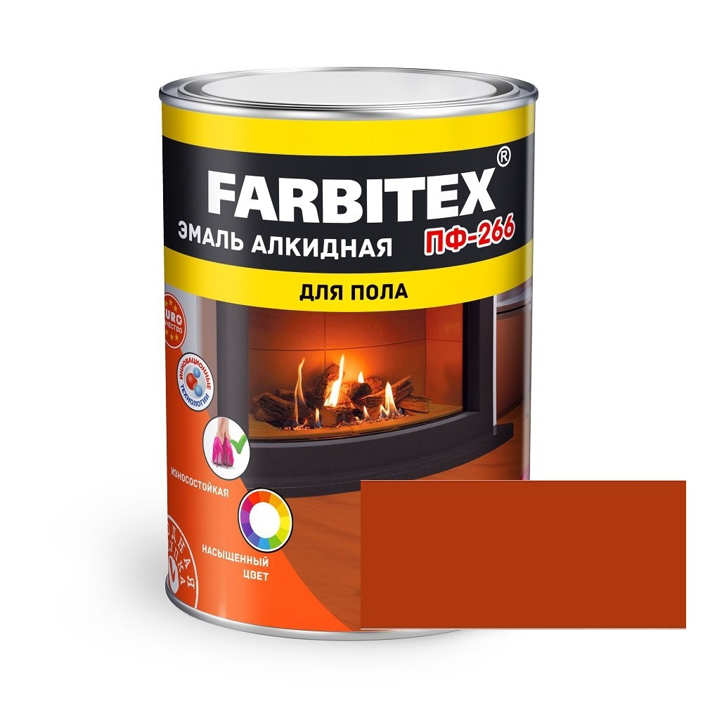 FARBITEX Эмаль алкидная ПФ-266 для пола Желто-коричневый 0,8кг - фото 1 - id-p185962147