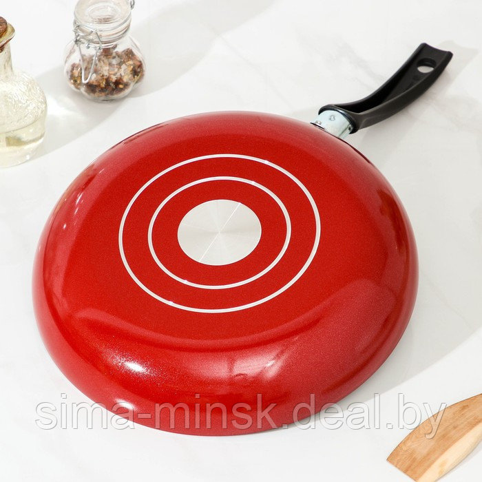 Сковорода Blaze, d=28 см, стеклянная крышка, антипригарное покрытие, цвет красный - фото 3 - id-p185964499