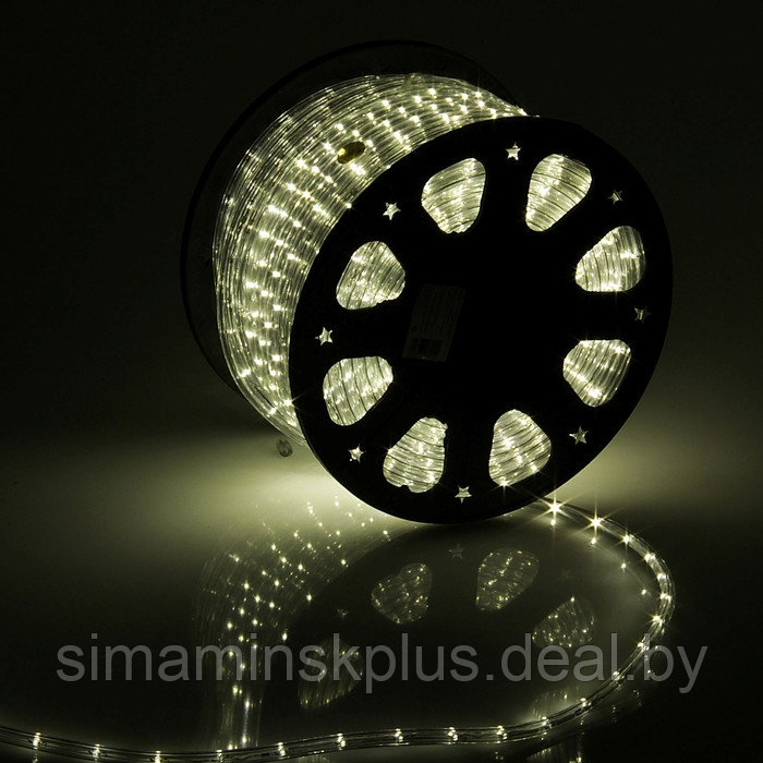 Световой шнур Luazon Lighting 11 мм, IP65, 100 м, 24 LED/м, 220 В, 2W, постоянное свечение, свечение тёплое - фото 1 - id-p185964605