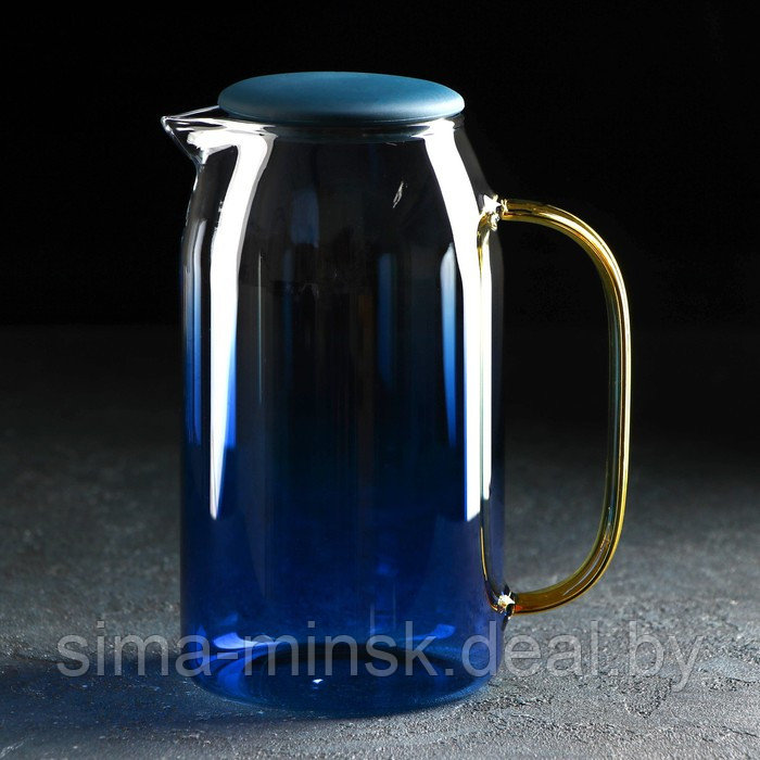 Набор питьевой из стекла «Модерн», 3 предмета: кувшин 1,5 л, 2 кружки 300 мл, цвет синий - фото 2 - id-p185965283