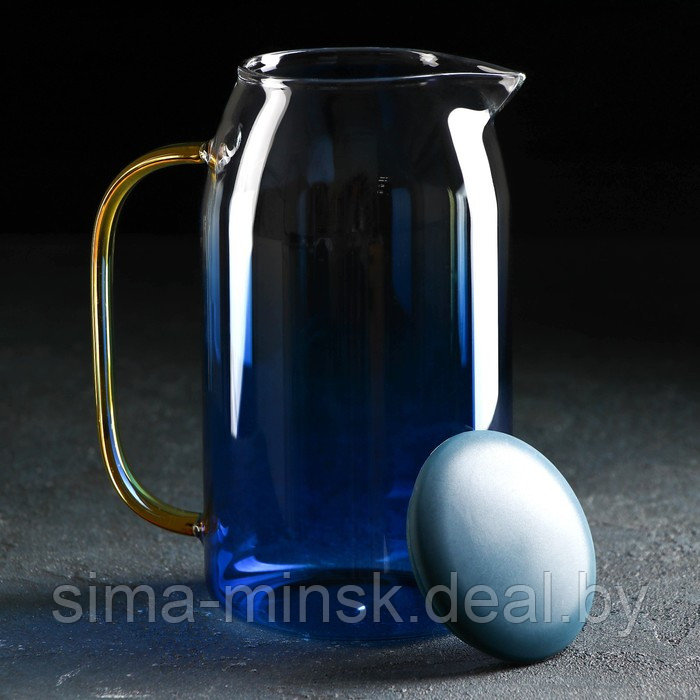 Набор питьевой из стекла «Модерн», 3 предмета: кувшин 1,5 л, 2 кружки 300 мл, цвет синий - фото 3 - id-p185965283