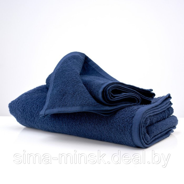 Полотенце махровое «Ринг», размер 70х140 см, цвет тёмно-синий - фото 1 - id-p185966292