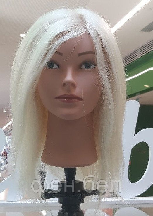 Голова-манекен (тренировочная) парикмахерская  (100% natural, "Юля", женская, 45см.)